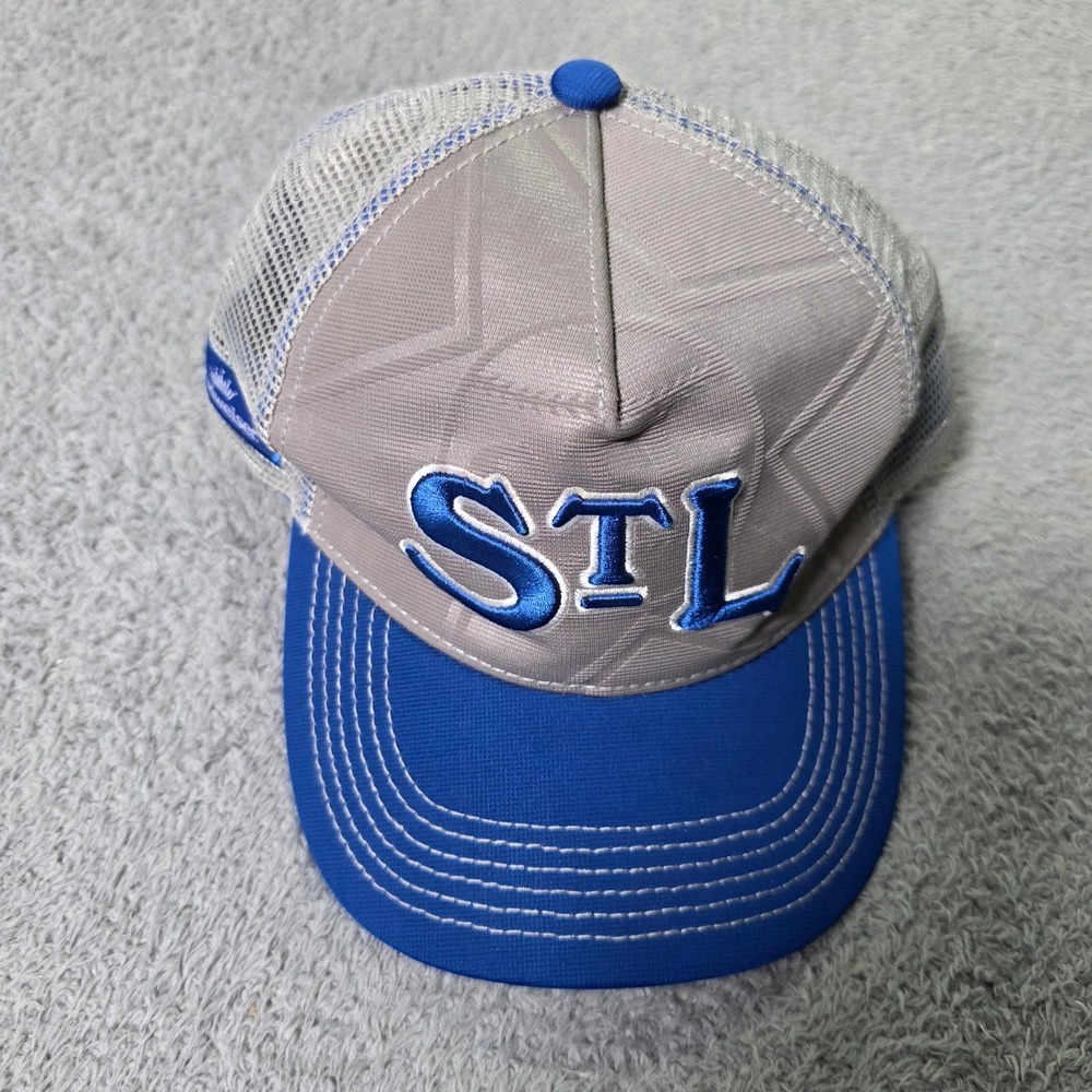 St. Louis Cardinals OSFM Trucker Hat Blue Grey STL Budweiser Mesh Cap
